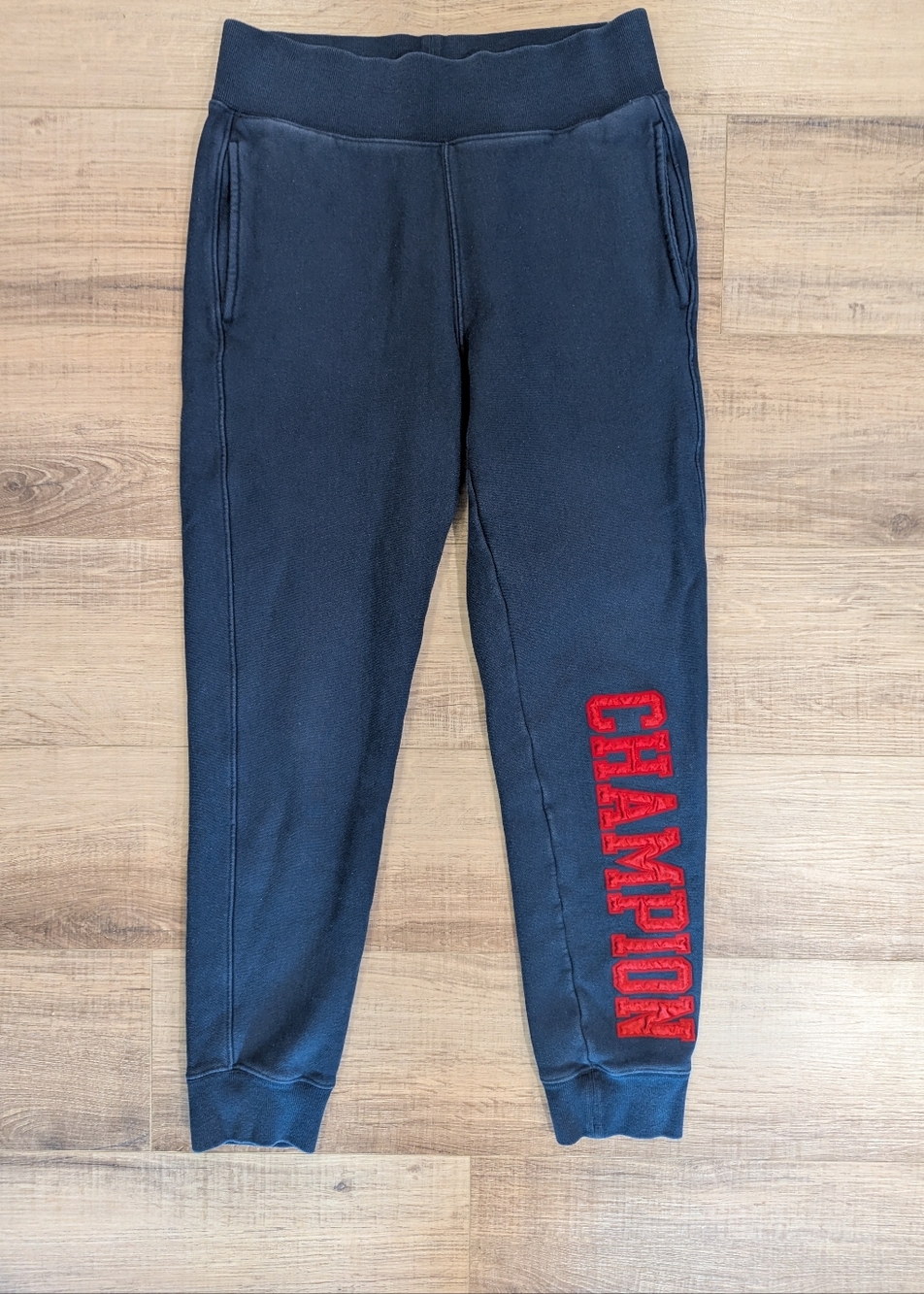 Champion Reverse Weave Sweatpants Joggers Navy Spellout Logo Mens S